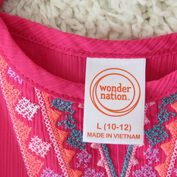 Wonder Nation Girl's Sleeveless Dress Size Large (10-12), Dark Pink, Multi-Color - Picture 4 of 8